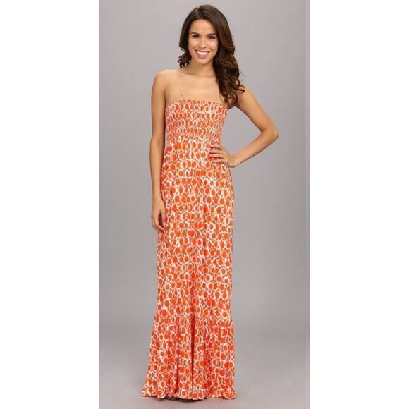 Michael Kors Strapless Smocked Maxi Dress – Medium, Resort Vacation Summer Dress - Picture 1 of 7